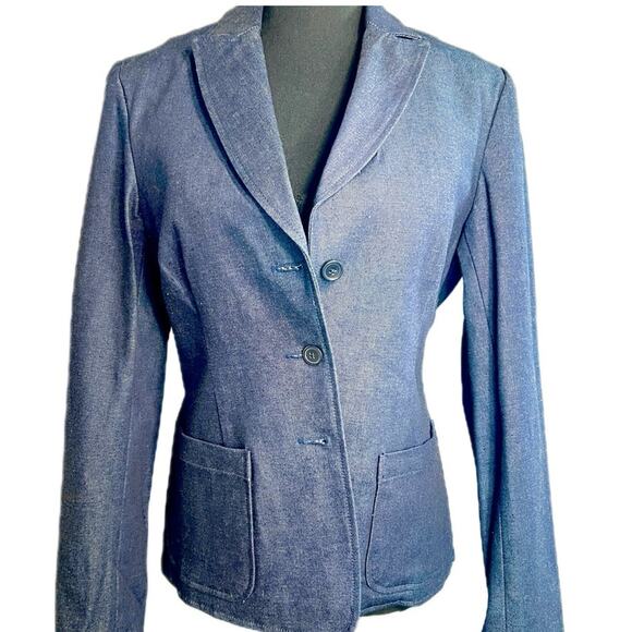 Women Gap Vintage 2000 dark denim blazer tailored structured & part lined SZ 8 - Picture 11 of 12